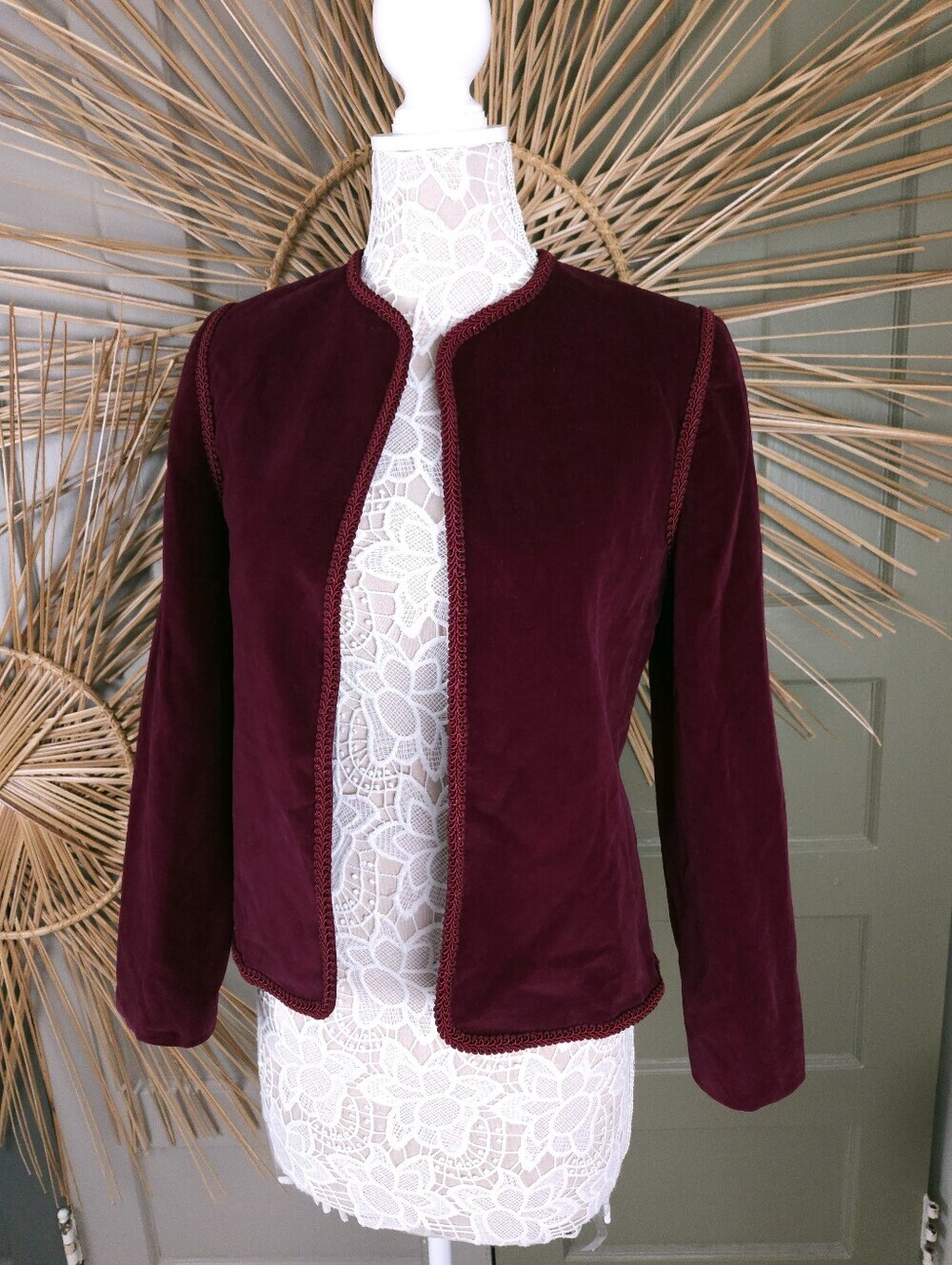 Fay's Closet Vintage Burgundy Velvet Dress Blazer Coat Women's Small